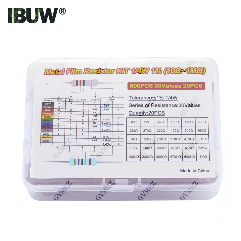 600PCS 30Values 1/4W Metal Fil - огляд і ціна Diy Electronics Repair Kit