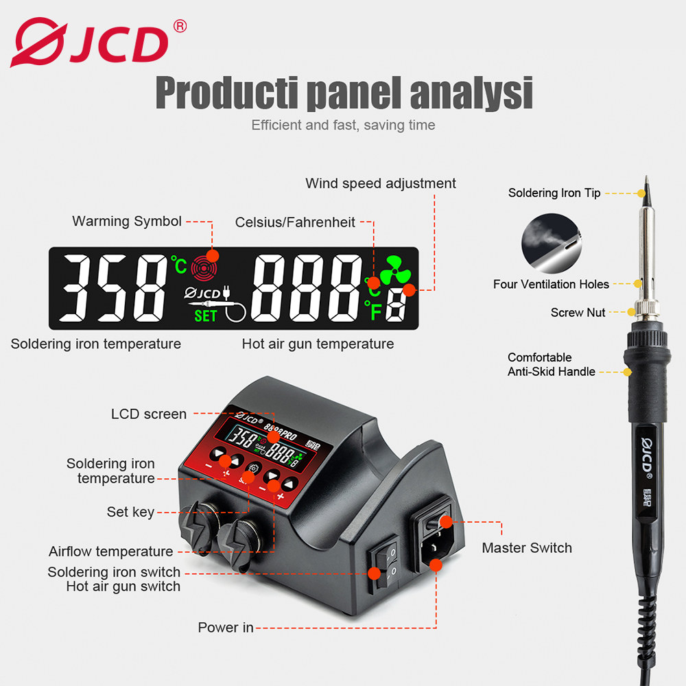 JCD 8898Pro Soldering Station  - огляд і ціна Hot Air Rework Station