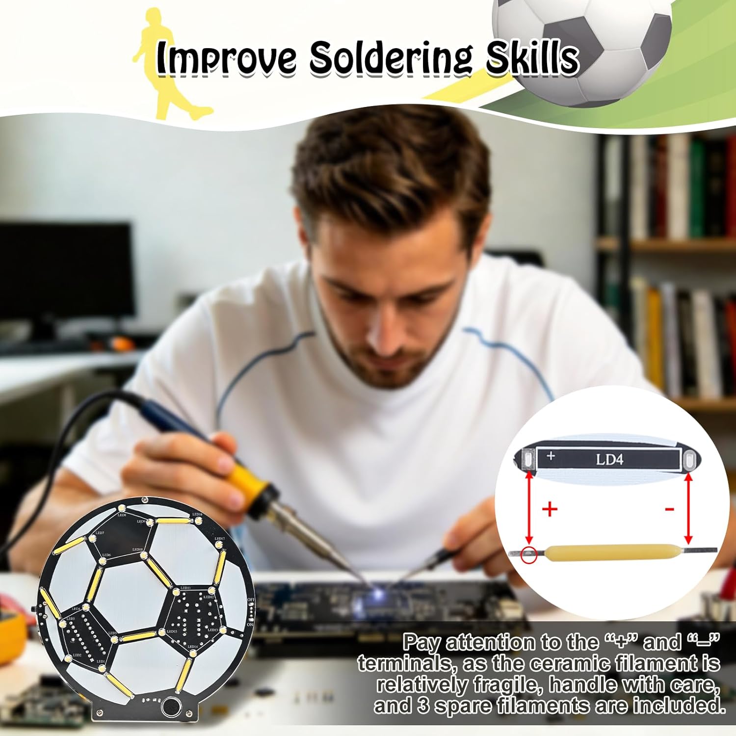 DIY Soccer Ball LED Soldering  - огляд і ціна Diy Electronics Filament