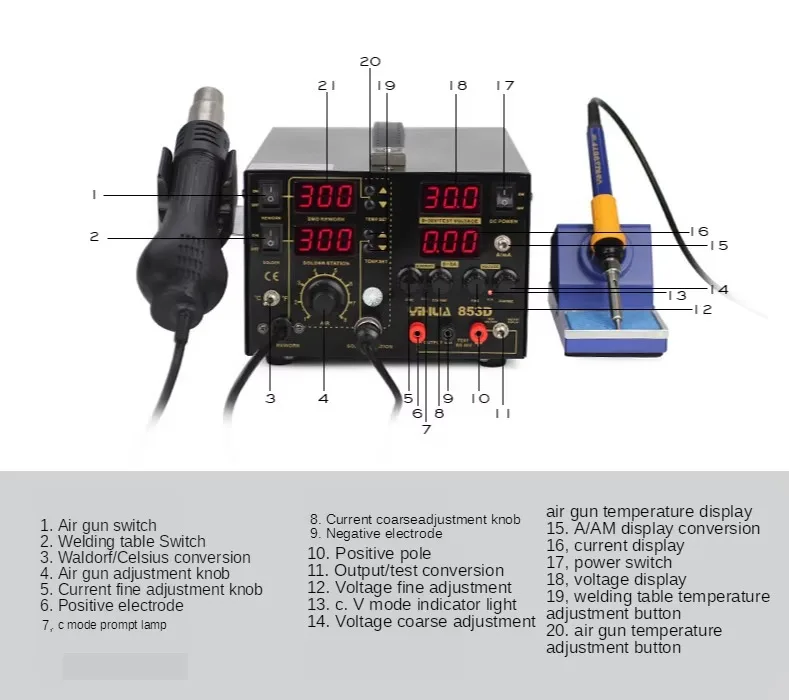 TLF YIHUA 853D 5A Hot Air Rewo - огляд і ціна Hot Air Rework Station