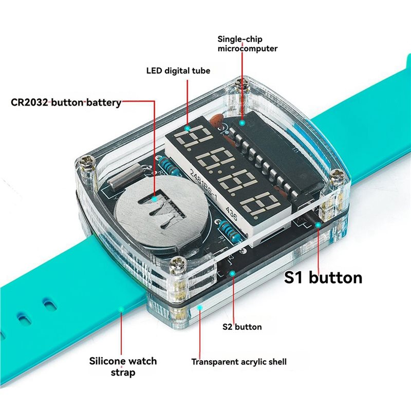2X DIY Watch LED Watch Electro - огляд і ціна Diy Electronics Learning Kit